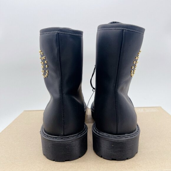VALENTINO MARTY STUDDED LOGO LACE UP Combat BOOTS -BLACK LEATHER US 6 - Picture 6 of 12